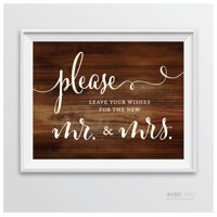Leave Your Wishes For New Mr. & Mrs. Rustic Wood Wedding Party Signs