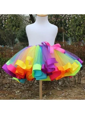 New Kids Baby Dancewear Colorful Tutu Skirt Girls Rainbow Tulle Tutu Mini Dress