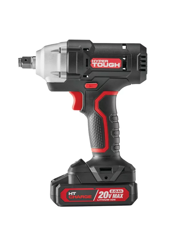 Hyper Tough 20 V Cordless 1/2-inch Impact Wrench with 2.0 Ah Battery and Charger