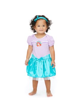 Disney Little Mermaid Ariel Baby Girls Costume Bodysuit Dress Headband 0-6 Months