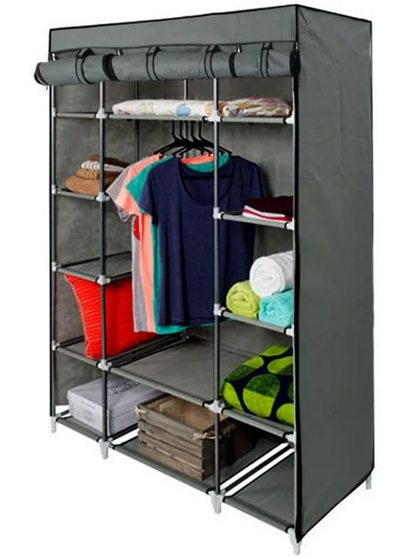 Wardrobe Closet with Shelves Portable Clothes Closet Storage Clothes Organizer Wardrobe Water Proof and Dust Proof Hanging Clothes Wardrobe for Bedroom