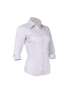 Pier 17 Womens Button Down Shirts Tailored 3/4 Sleeve Shirt, Stretchy Material (X-Small, White)