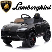 12 V Ride on Toys with Remote Control, Kids Lamborghini Ride On Car, Battery Powered Power 4 Wheels Vehicles with LED Lights, Music, Horn, 3 Years Old Boy Toys Girl Toys, Christmas Gift, Black, W12669
