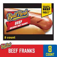 Ball Park Uncured Beef Hot Dogs, 8 Count