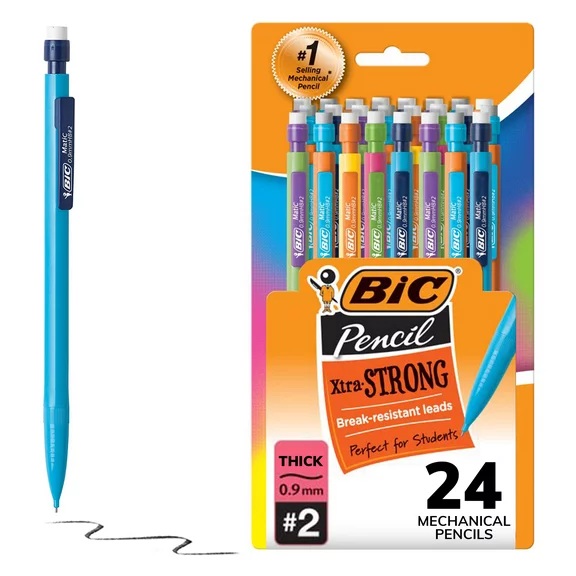 BIC Xtra-Strong Thick Lead Mechanical Pencil, Black, Thick Point (0.9mm), 24-Count