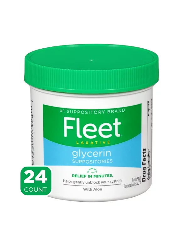 Fleet Laxative Glycerin Suppositories for Adult Constipation, 24 Count