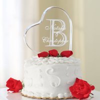 Personalized Acrylic Heart Cake Topper, Multiple Designs