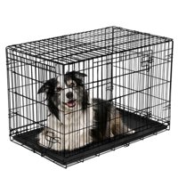 Vibrant Life Double-Door Folding Dog Crate with Divider, Large, 42"L