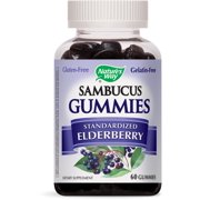 Nature's Way Sambucus Elderberry Gummies, Herbal Supplements with Vitamin C and Zinc, Gluten Free, Vegetarian, 60 Gummies