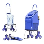 dbest products Stair Climber Bigger Trolley Dolly, Blue Shopping Grocery Foldable Cart
