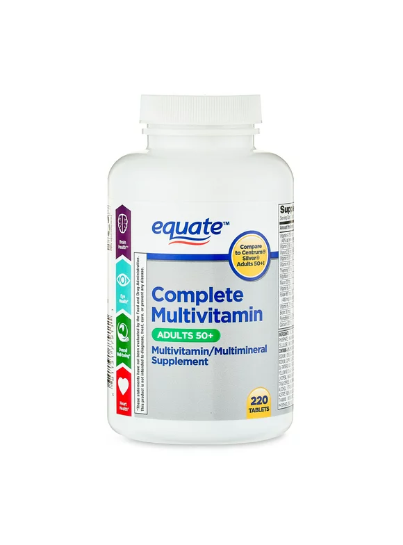 Equate Complete Multivitamin/Multimineral Supplement Tablets, Adults 50+, 220 Count