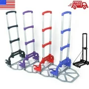 5.73 lbs Capacity Folding Hand Truck and Dolly Cart Aluminum Portable Folding Hand Cart with Telescoping Handle and Rubber Wheels