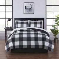 Mainstays Black and White Buffalo Check Plaid 8 Piece Bed-in-a-Bag, Full