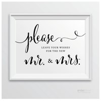 Leave Your Wishes For New Mr. & Mrs. Formal Black & White Wedding Party Signs