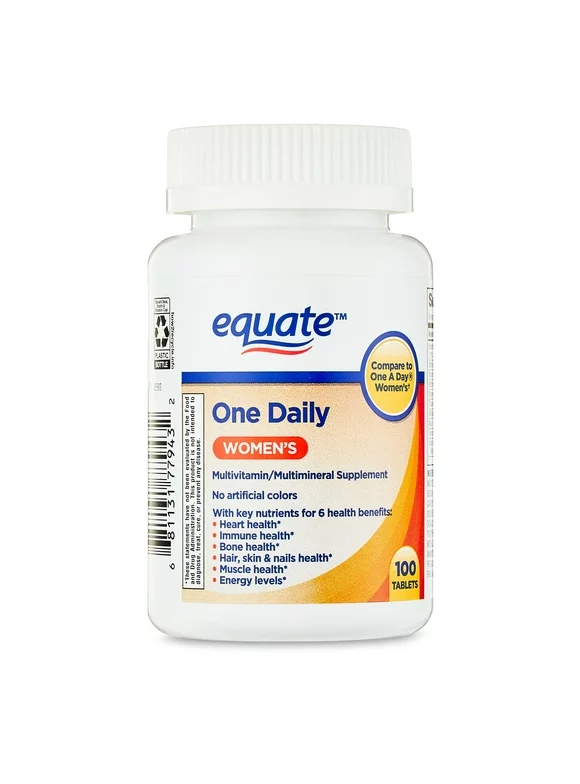 Equate One Daily Women's Tablets Multivitamin/Multimineral Supplement, 100 Count