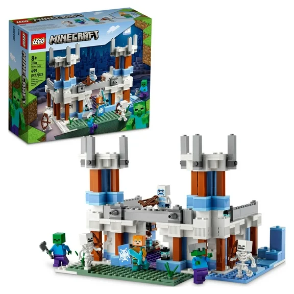 LEGO Minecraft The Ice Castle Toy with Zombie and Skeleton Mobs Figures, 21186 Birthday Gift Idea for Kids, Boys and Girls Ages 8 Plus