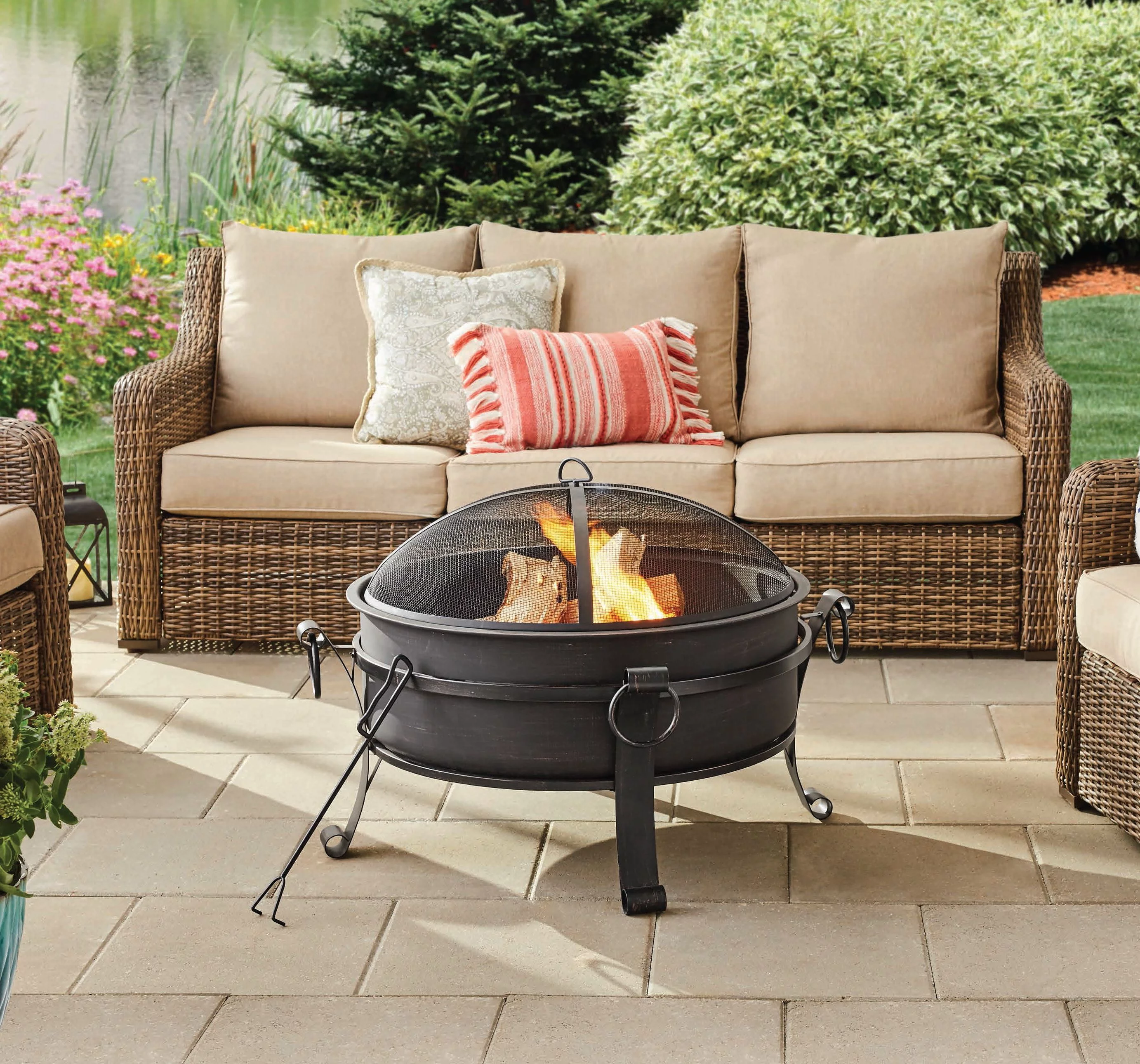 Better Homes & Gardens 30 Fire Pit & Table, Antique Bronze Finish