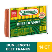 Nathan's Famous Bun Length Skinless Beef Franks, 32 oz