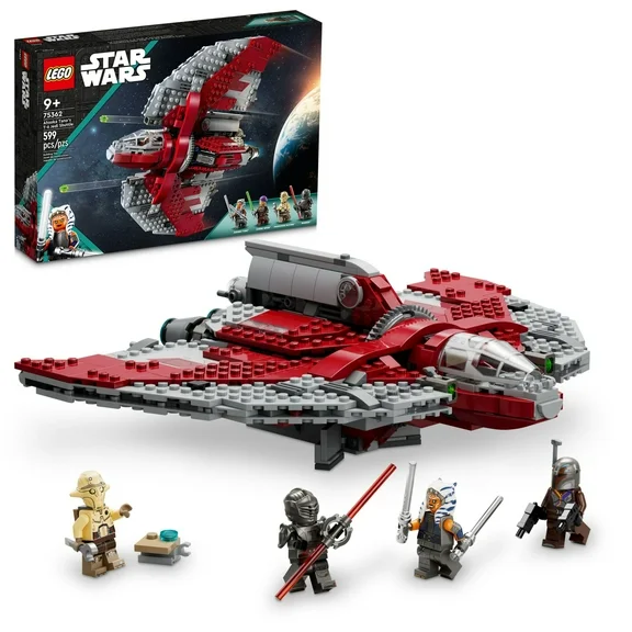 LEGO Star Wars Ahsoka Tano’s T-6 Jedi Shuttle, Star Wars Themed Toys, May the 4th Toys for Ahsoka Fans, Ahsoka TV Series Building Playset, Featuring a Buildable Starship and 4 Star Wars Figures, 75362