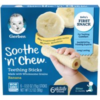 (Pack of 5) Gerber Soothe N Chew Teething Sticks, Banana Flavor, 6 Teething Sticks per Pack