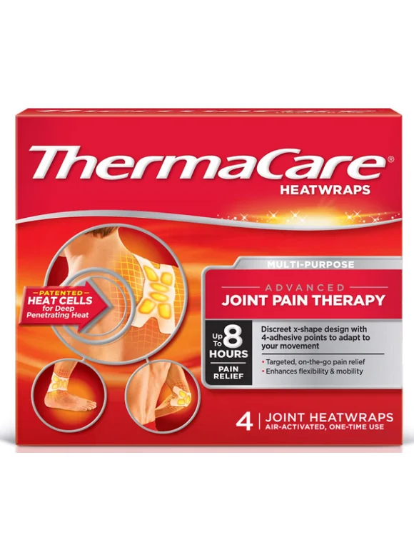 ThermaCare Multi-Purpose Joint Pain Therapy,Joint Heatwraps, 4 Count, 3 Pack