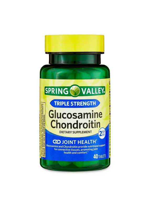 Spring Valley Triple Strength Glucosamine Chondroitin Tablets Dietary Supplement, 40 Count