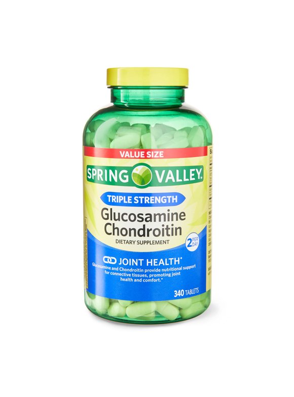 Spring Valley Triple Strength Glucosamine Chondroitin Tablets Dietary Supplement Value Size, 340 Count