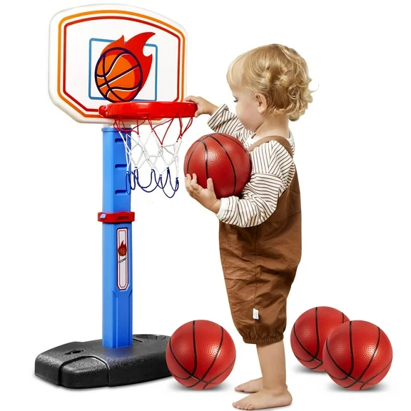 Syncfun Kids Basketball Hoop, Toddler Basketball Arcade Game Set, Adjustable Basketball Goal With 4 Balls For Indoor Outdoor Play