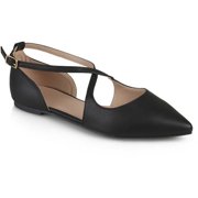 Womens Crossover Pointed Toe Ankle Strap Flats