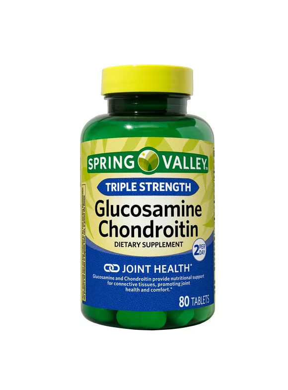 Spring Valley Triple Strength Glucosamine Chondroitin Tablets Dietary Supplement, 80 Count