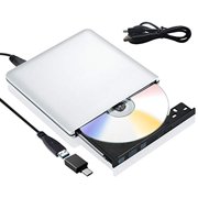 External Blu Ray CD DVD Drive 3D, USB 3.0 and Type USB C Bluray DVD CD RW Row Burner Player Compatible for MacBook OS Windows 7 8 10 PC iMac (Silver)