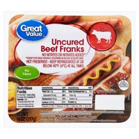Great Value Uncured Beef Franks, 14 oz