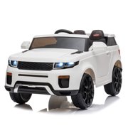 Kids Ride On Cars with Remote Control, URHOMERPO 12 Volt Ride on Toys Power 4 Wheels Truck with 3 Speeds, Lights, MP3 Player, Battery Powered Electric Vehicles for Kids Party Gift, White, W14079