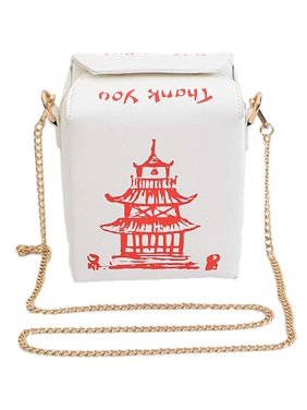 Chinese Take-Out Clutch Shoulder Bag Crossbody Purse (White)