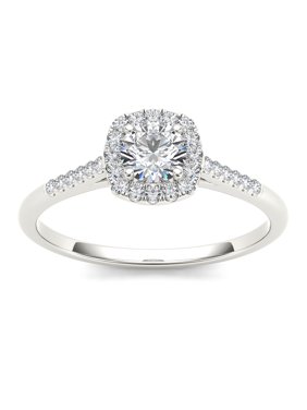 1/2 Carat T.W. Diamond Single Halo 10kt White Gold Engagement Ring
