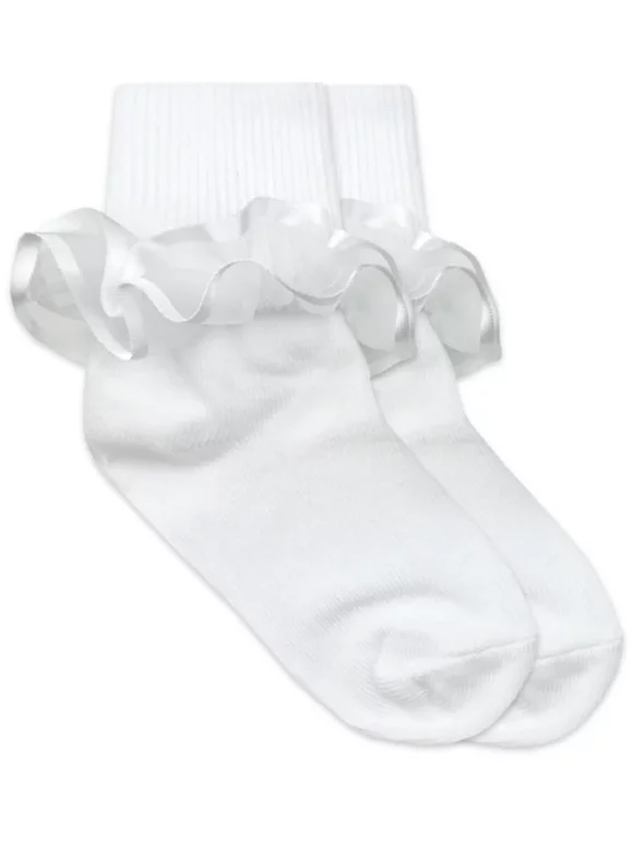 Jefferies Socks Girls TuTu Ruffle Frilly Princess Lace Trim Turn Cuff Socks 1 Pair Pack
