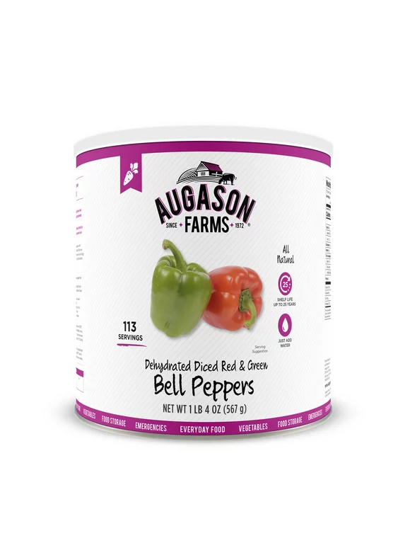 Augason Farms Dehydrated Diced Red & Green Bell Peppers 1 lb 4 oz No. 10 Can