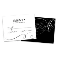 Personalized Black Script Wedding RSVP Cards