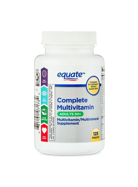 Equate Complete Multivitamin/Multimineral Supplement Tablets, Adults 50+, 125 Count