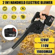 Electric Handheld Blower Cordless Air Blower Vacuum Dust Cleaner Blowing and Suction 2 in 1 Function, 128VF with 19800mAh Battery, Suction Dust Bag & Charger Red&Black