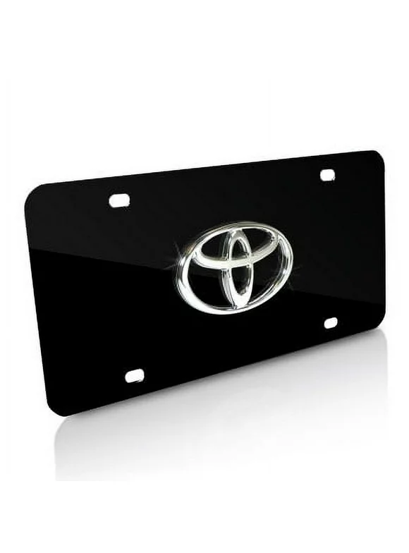 Auto Gold TOYCB Chrome On Black License Logo Plate, Toyota