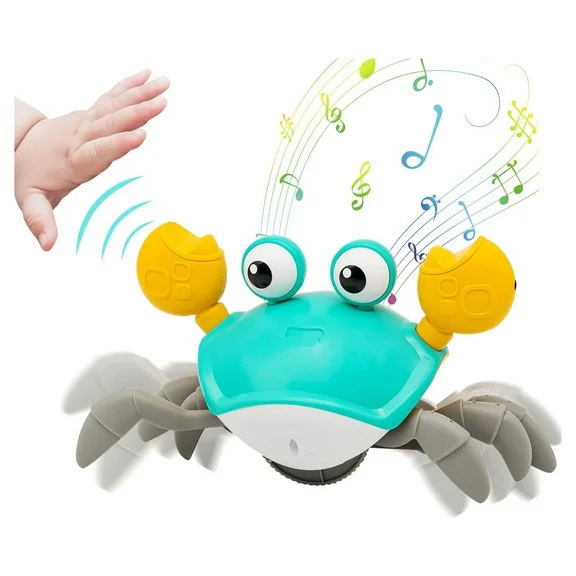 Crawling Crab Baby Toy with Music and Lights Automatically Avoid Obstacles, Walking Crab Toy for Toddlers 1  Years Old