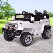 Kids Ride On 12V White Battery Powered Toy Vehicle Remote Control w/ MP3 LED Lights