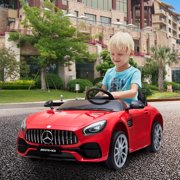 12 Volt Kids Electric Car for Boys Girls, URHOMEPRO Battery Powered Ride On Toys, Ride on Car with Remote Control, Power 4 Wheels Truck Vehicles RC Cars, 3 Speed, LED Lights, MP3 Player, Red, W13364