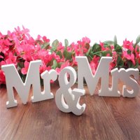 Mr & Mrs White Wooden Wedding Party Decor Letters Table Sign Standing
