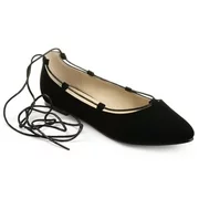 Womens Pointed Toe Lace-up Ballet Flats