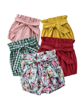 Toddler Baby Girls Cotton Bowknot Elastic Waist PP Pants Bloomers Shorts Trousers