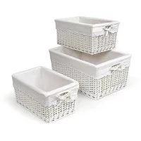 Badger Basket - Set of Three Baskets, White
