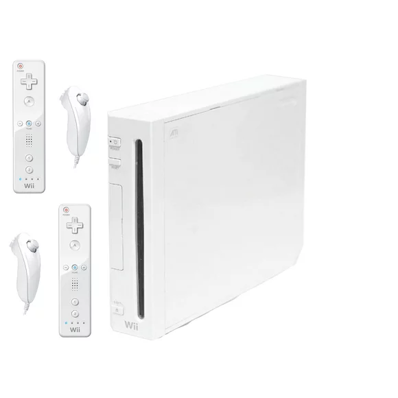 Pre-Owned White Wii Console System Bundle 2 Sets of Controllers