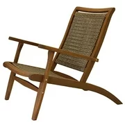 Outdoor Interiors 258719 Wicker & Eucalyptus Lounger Chair, Grey - 36 x 25 x 43 in.